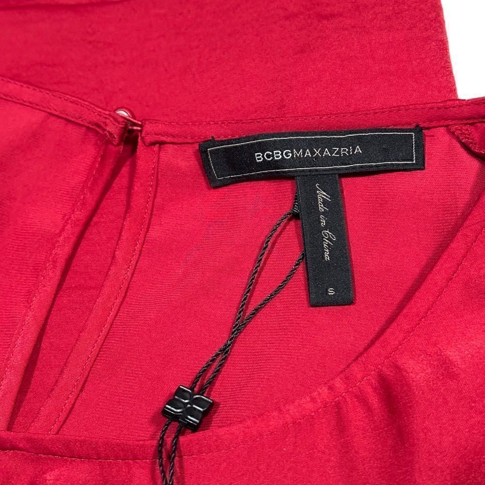BCBGMAXAZRIA Red Iselin Midi Drape Dress Size Small - Picture 9 of 13